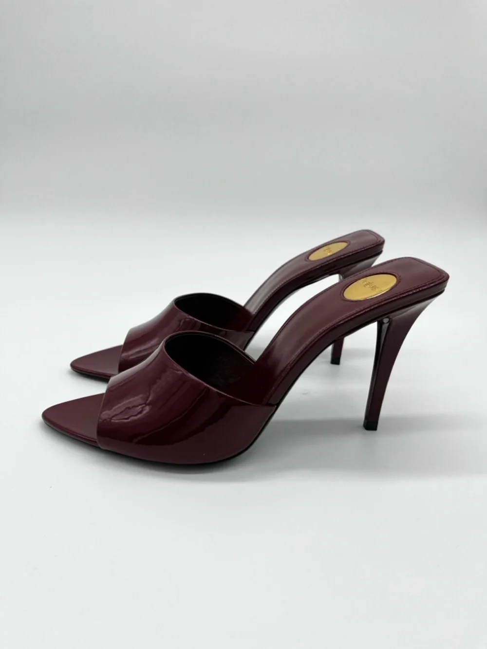 Saint Laurent Romy heeled Mules Patent Leather Stiletto Bordeaux - 8 - Picture 4 of 13